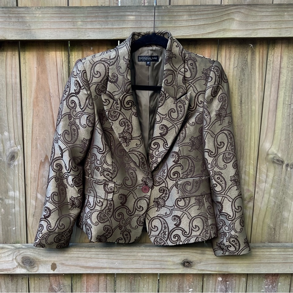 DONNA RAE Paisley Blazer Jacket size 4 Petite